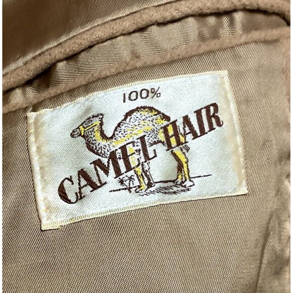 TAN CAMEL HAIR SPORT COAT SZ 43R TAN 100% 2 BUTTON LINED STRUCTURED USA MENS - Picture 4 of 8